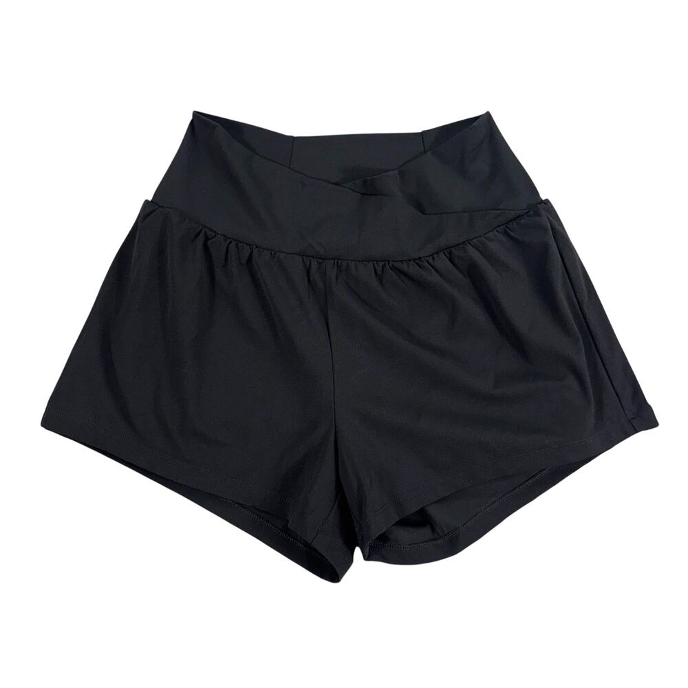 Halara Black Crossover Waist Athletic Shorts M Flowy Running Tennis Athleisure